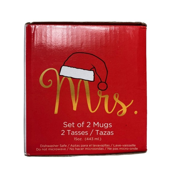 NIB Mr. & Mrs. White, Red and Black Christmas Mugs Set of 2 - Picture 7 of 9